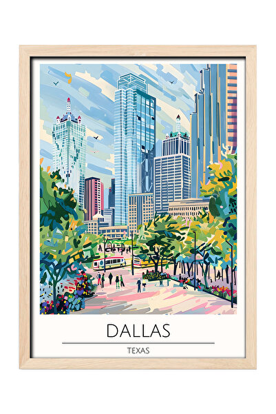 gxe.art Pictură decorativă de perete cu rama din lemn DALLAS TEXAS