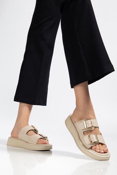 Hale Shoes Duz Double Buckle Soft Sole Daily Women's Slippers Z002