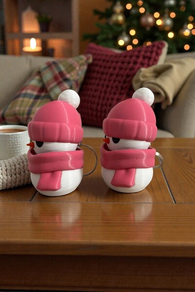 Valyria Clicker Snowman Keychain 2Pcs -Blue Switch Keychain - Stress Reliever Bag Charm