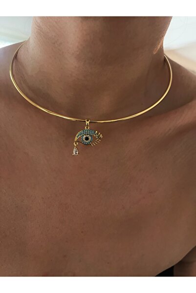 Hoop jewelery قلادة العين المرصعة بالأحجار