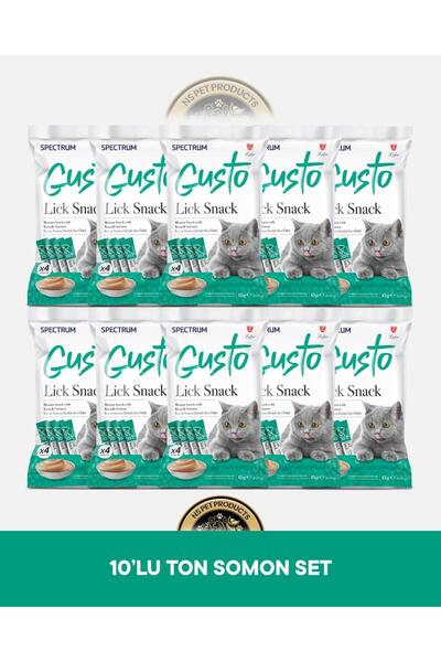 Spectrum Gusto Lick Snack Ton Balık & Somon Sıvı Kedi Ödül Maması 10 Adet-4x1...