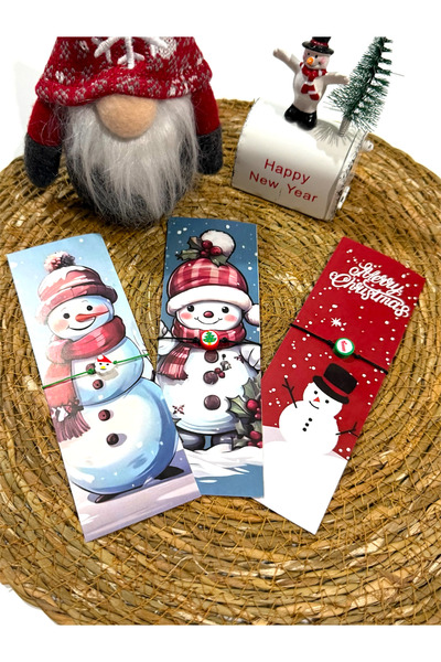 FIERA JEWELRY Set of 3 Adjustable Rope Bracelets with New Year's Cards