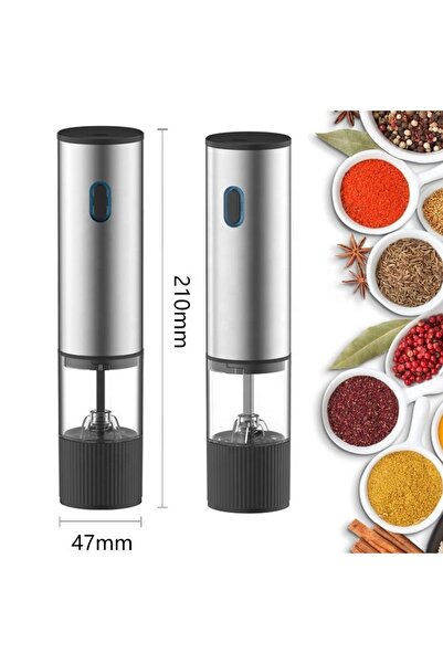 Olsenmark USB Rechargeable Electric Salt & Pepper Grinder Set – LED Light, Adjustable Ceramic Mills, 304 SS