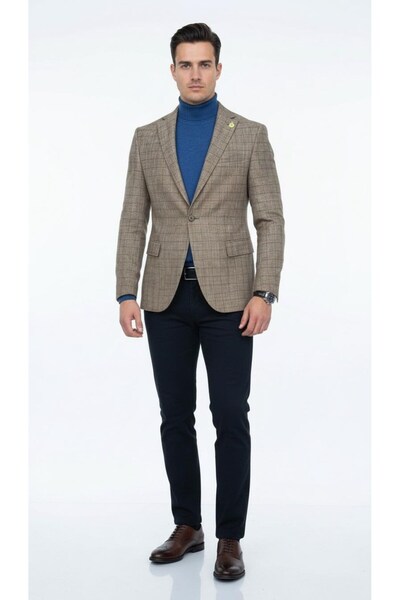 Plus Scorpion Екологічний блейзер Slim Fit для чоловіків – стильний сучасний дизайн, на одній кнопці