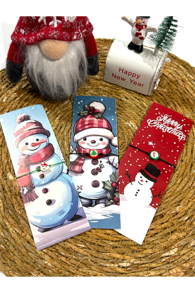 FIERA JEWELRY Set of 3 Adjustable Rope Bracelets with New Year's Cards