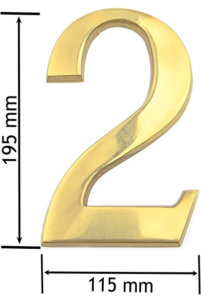 ICON TOOLS HOUSE NUMBER, BRASS, SHINY 200 MM, DIGIT "2"