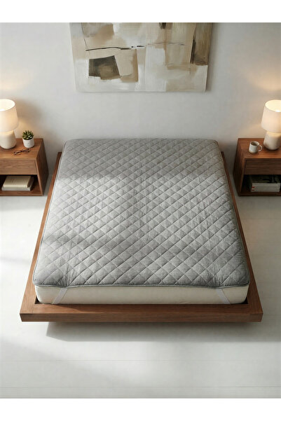 ELSETA Dört Köşesinden Lastikli Doğal Kuş Tüyü Yatak Pedi