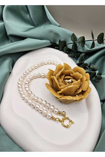 İNCİORA JEWELRY GERÇEK DOĞAL İNCİ BEYAZ 8-9 mm GEMİCİ KİLİTLİ KOLYE