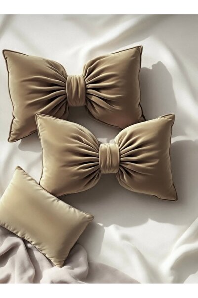 JACA Set de perne decorative din material textil catifelat cu aspect de fundă...