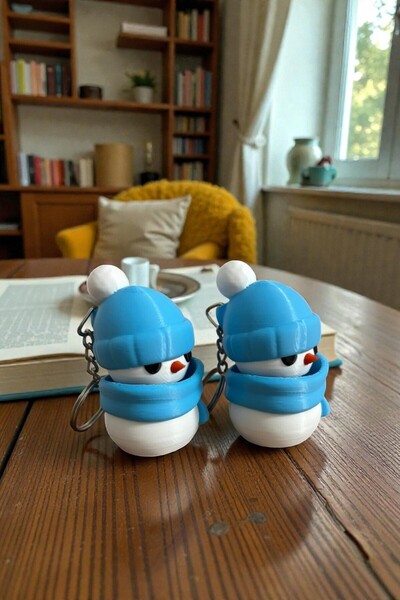 Valyria Clicker Snowman Keychain 2Pcs -Blue Switch Keychain - Stress Reliever Bag Charm