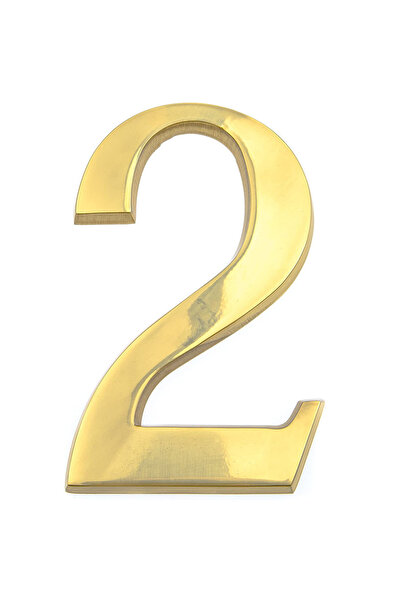 ICON TOOLS HOUSE NUMBER, BRASS, SHINY 200 MM, DIGIT "2"