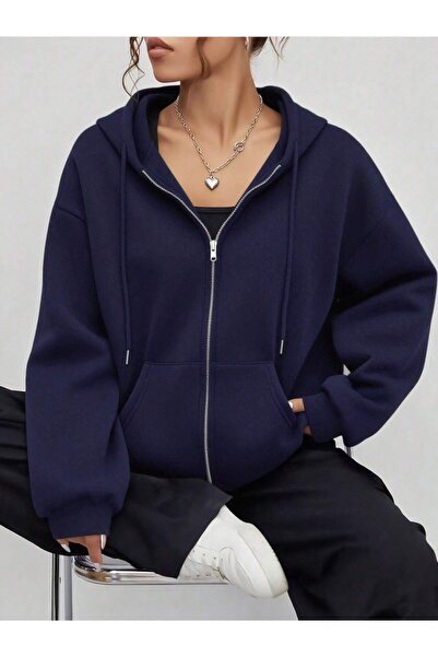 MONFİ FERMUARLI KADIN KAPŞONLU CEKET