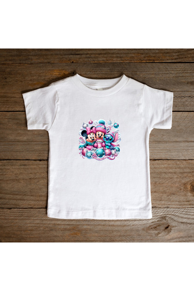 matelio Mickey, Minnie and Stitch Christmas kids t-shirt