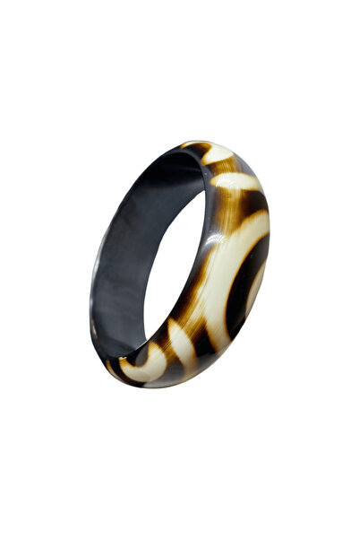 FM سوار مجوهرات نسائي خشبي ملون أنيق ولامع - أنماط استوائية وألوان نابضة بالحياة