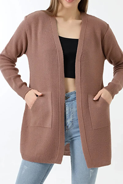 MILANOFOX Women's Honeycomb Knit Kangaroo Pocket Knitwear Cardigan