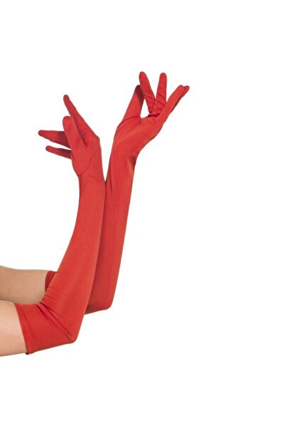 Limelia Red Color Long Satin Gloves
