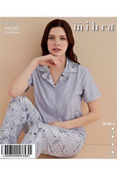 Mihra Marla premium önü düğmeli pijama takımı
