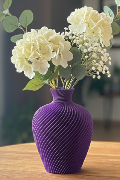 MEK Vază decorativă din plastic cu design spiralat violet (20x15cm)