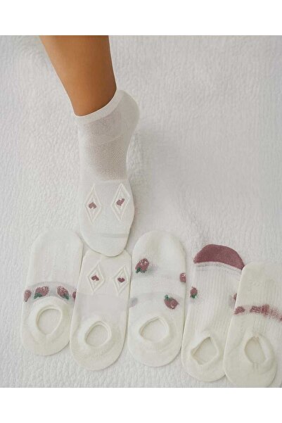 ADAO 490002 5 Çift Çilek Desenli Tül Babet