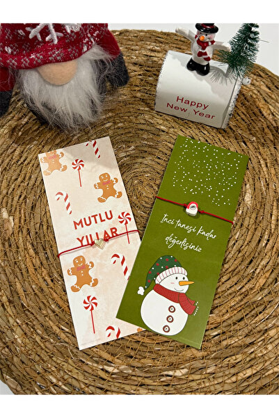 FIERA JEWELRY Set of 2 with New Year's Card Heart & Santa Claus Rope Adjustable Bracelet