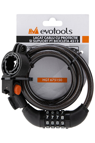Evotools Bicycle Cable Lock with Protection and Combination 4512 10 mm 800 mm 10 mm 800 mm Simple