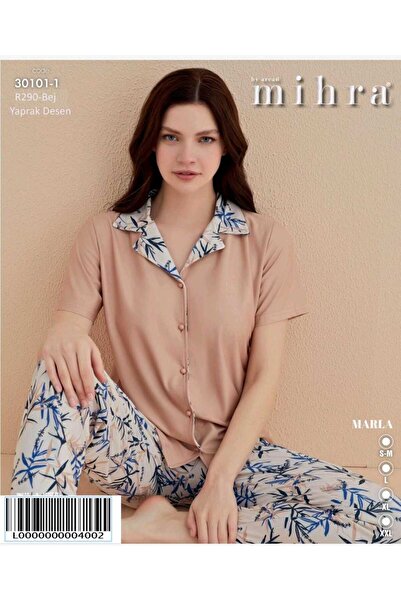 Mihra Marla premium önü düğmeli pijama takımı