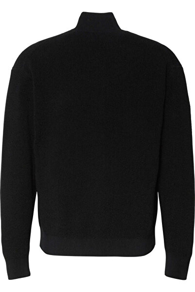 Calvin Klein LS EZ COTTON WAFFLE QUARTER ZIP Erkek Siyah Sweatshirt
