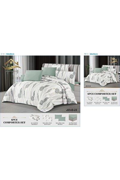 Afkar Albayet 6-piece summer double bed sheet, embroidered with microfiber