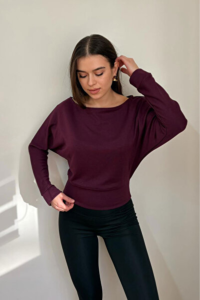 Nazline Γυναικεία μπλούζα από ύφασμα Modal με λαιμόκοψη και εφαρμογή στη μέση