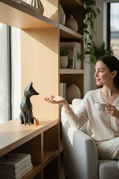 Arctic atelier Modern Minimal Tilki Heykeli - Ev ve Ofis Dekorasyon Figür | P...