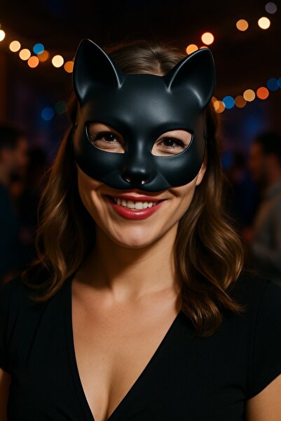 TOYFEST Lux Black Cat Mask Quality Plastic Durable Stylish Design Suitable for Adult Use