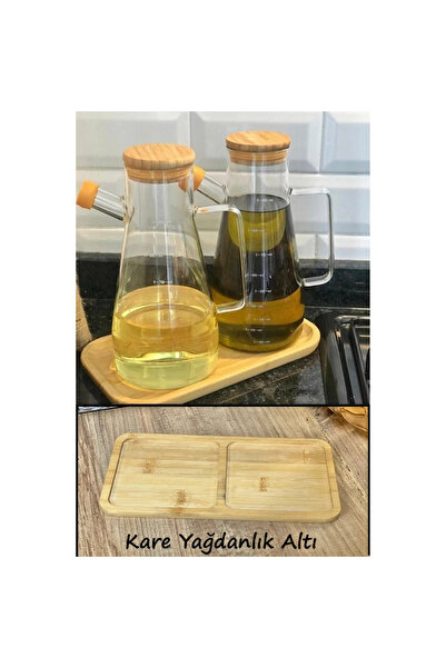 BZK وعاء تقديم ووعاء زيت من الخيزران بقسمين