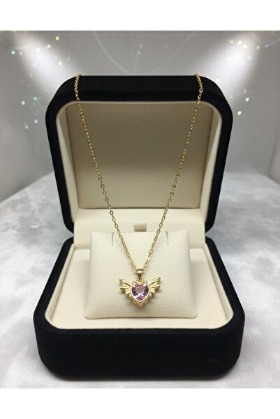 Marka ÇELİK KALPLİ KANATLI TAŞLI KOLYE