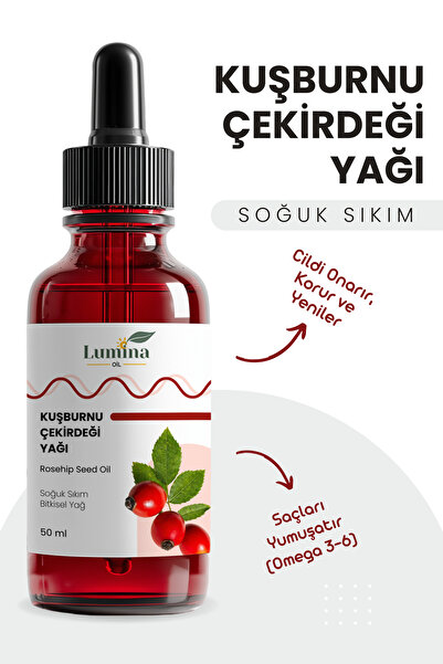 LUMİNAOİL Kuşburnu Çekirdeği Yağı 50 ML %100 Saf Soğuk Sıkım Leke Karşıtı Ve Aydınlatıcı