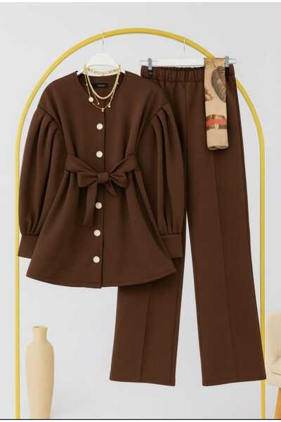 MODA VEDAT Women's Balloon Sleeve Tunic - Pants Scuba Suit -0561