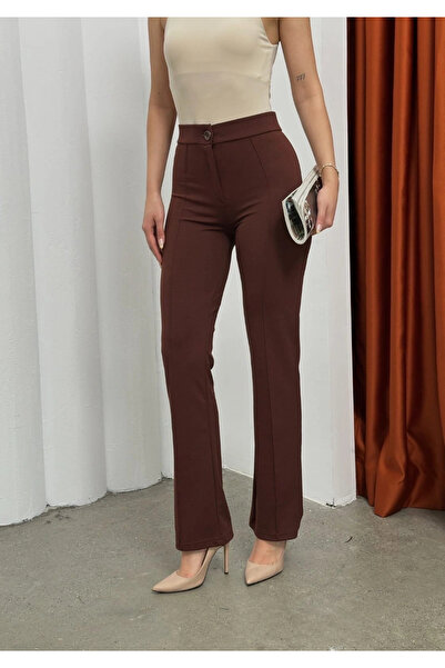 hibiscus Buttoned Palazzo Pants Coffee P170091