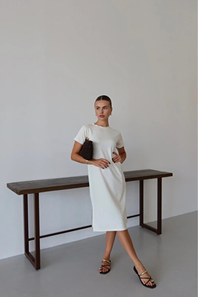 hibiscus Modal Slit dress white pt