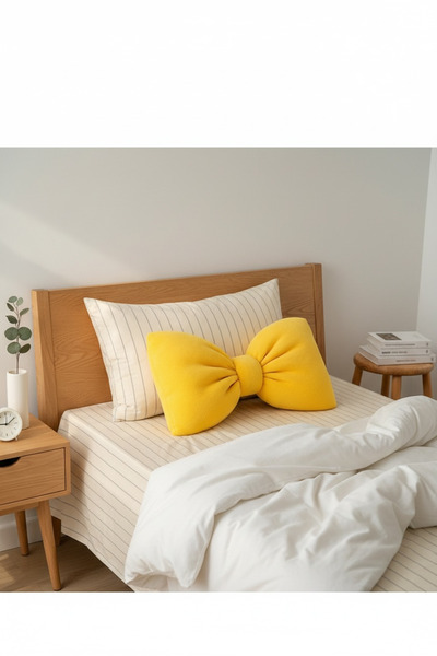 JACA Plush Bowknot Appearance XXL Throw Pillow Decorative Fabric Pillow Inner Filled Bowknot Throw Pillow