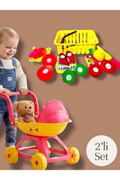 SAZE OYUNCAK PUSET + 16 PARCA KESİLEBİLİR MEYVE SEBZE SETİ 2 Lİ SET AVANTAJLI...