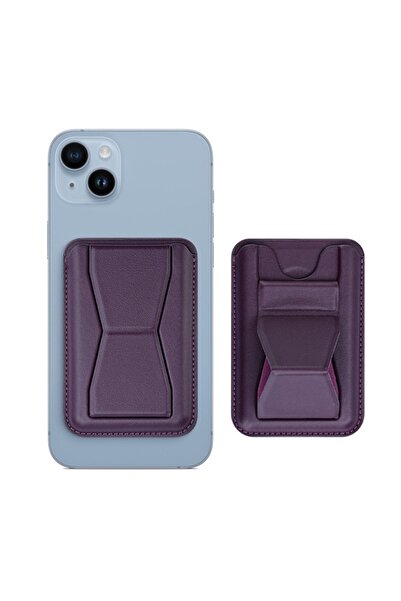 Paladyum Case Magsafe Compatible Purple Stand Card Holder
