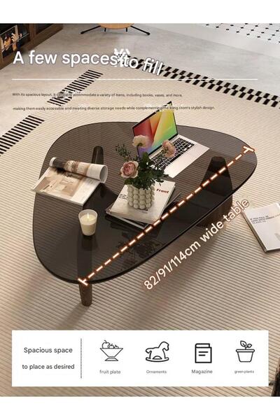 BL Luxury French-style glass coffee side table made of wood living room with elegant and high-quality