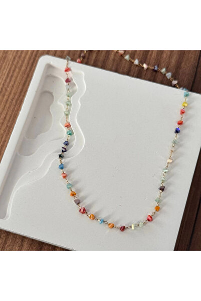 TURKAFONE قلادة ذهبية مرصعة بالأحجار الملونة