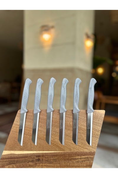 Solingen Tırtıklı Simli Deliksiz 6’lı Meyve Bıçağı (GRİ)