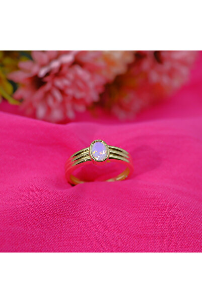 FasekGold Ajda yüzük Pembe Quartz Yüzük 925 Ayar 1,00 ct Gümüş Yüzük