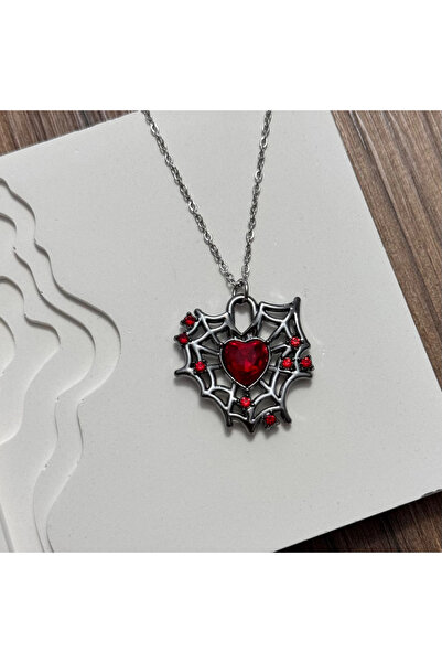 TURKAFONE قلادة على شكل قلب عنكبوت