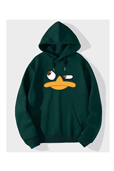 Fua Shop Unisex Green Hooded Angry Duffy Printed 3 Thread Sweat