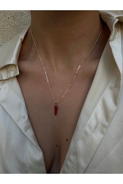 pop up store Gold Color Chain Red Pepper Necklace