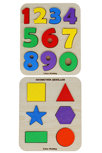 lina hobby مجموعة من قطعتين من ألغاز بولتاك التعليمية الخشبية للأرقام والأشكا...