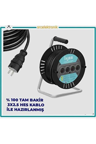 HES KABLO Araç Şarjı Uyumlu 45 METRE 3x2.5 Yüzde Yüz Tam Bakır 4 'lü Makaralı...