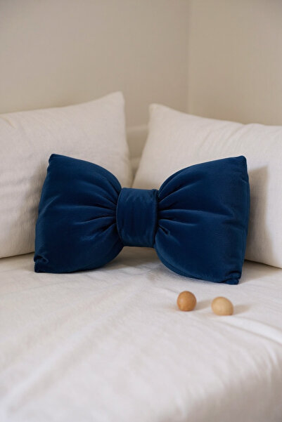 JACA وسادة زخرفية كبيرة الحجم بمظهر فيونكة قطيفة، وسادة قماشية مزينة بفيونكة محشوة